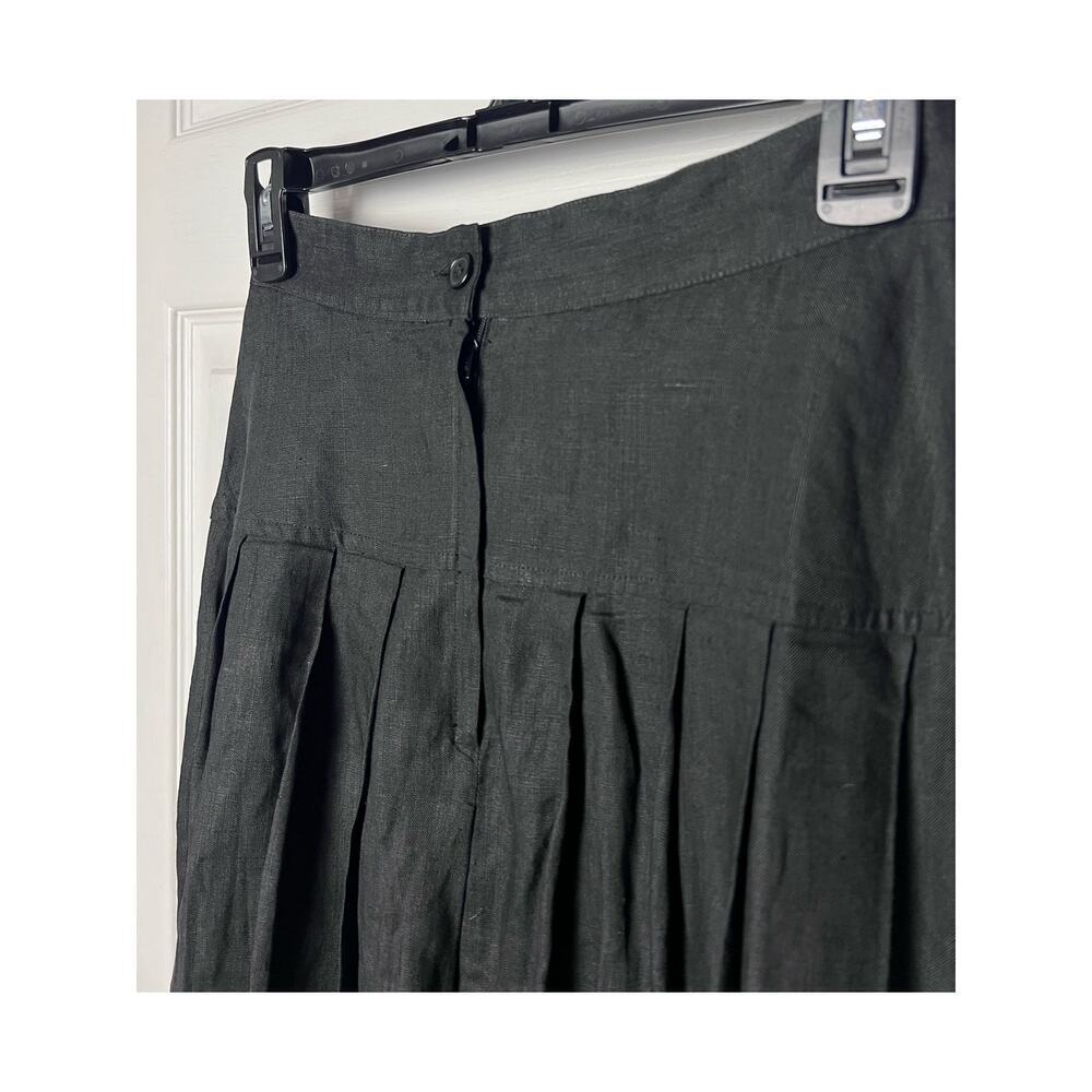 Onde Skirt 100% Linen Pleated Lined Black Flowy Skirt Size 6 - Picture 10 of 15